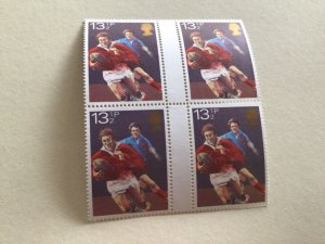 Great Britain Rugby  gutter block mint never hinged stamps A9666
