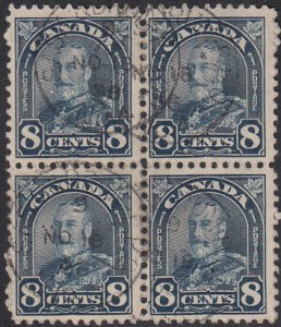 Canada 1930 used Sc 171 8c George V Arch Block of 4