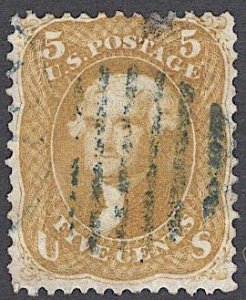 US Stamp #67 5c Buff Jefferson USED  SCV $750. Fresh, crsip paper.