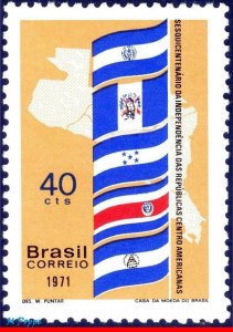 1196 BRAZIL 1971 INDEPENDENCE OF CENTRAL AMERICAN NATIONS, FLAGS, MI# 1290, MNH