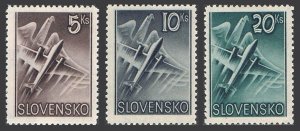 Slovakia C7-C9, hinged. Michel 76-78. Air Post 1940. Plane in flight, eagle.