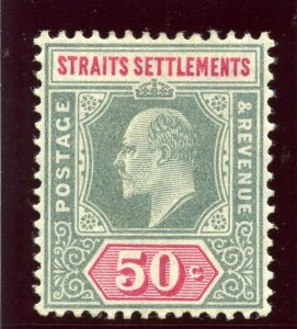 Malaya Straits 1905 KEVII 50c dull green & carmine (O) MLH. SG 135.