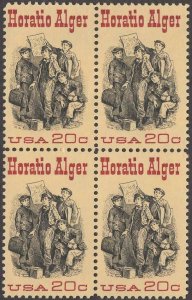 1982 Horatio Alger Block Of 4 20c Postage Stamps, Sc# 2010, MNH, OG