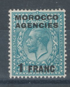 Great Britain Offices Morocco 1917 Surcharge 1fr Scott # 409 MH