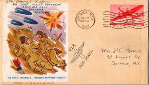 United States Mississippi Grenada 1943 machine  6c Transport Air Mail  No Ren...