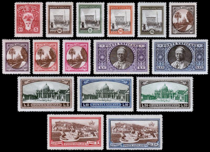 Vatican City Scott 19-29, 32-34, E3-E4 (1933) Mint LH/NH VF, CV $58.40 B