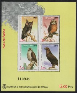 Macao Macau Birds of Prey MS 1993 MNH SG#MS810