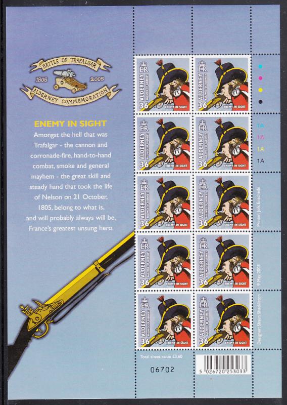 Alderney 2005 MNH Sc #252 Sheet of 10 36p Enemy in Sight - The Death of Nelson