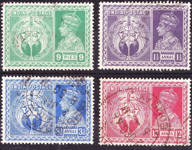 INDIA 1946 Victory Set 9p/1.5a/3.5a & 12a SG 278-281 FU