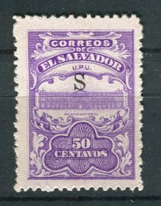 SALVADOR; 1915-16 Unissued Remainders ' S ' Optd fine Mint hinged 50c. value