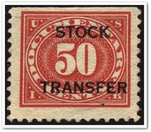 RD9 50¢ Stock Transfer Stamp (1918) Used