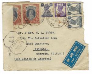 1944 India To USA Cover - Airmail To Salvation Army -WW2 Censored (DD119)