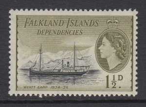 Falkland Islands Dependencies, SG G28a, MLH, Yellow Olive shade
