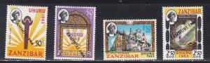 Zanzibar #  301a-304a, Independence Diaganal Overprints, Mint NH, 1/2 Cat.