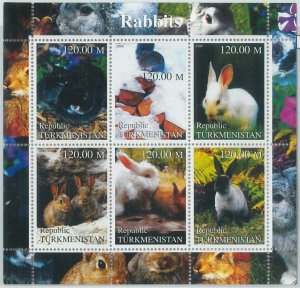 M1961 - TURKMENISTAN, 2000 MINIATURE SHEET: Rabbits, Pets, Animals