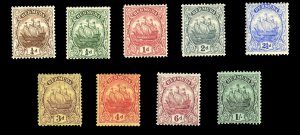 Bermuda #40-48 Cat$71.60, 1910-24 Caravel, complete set, hinged (3p used)