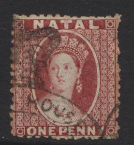 NATAL - Scott 15 - QV - 1864 - VFU - Perf. 12.1/2 - Car. Red - 1p Stamp1