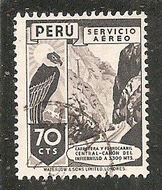 Peru   Scott   C55  Bird, Highway, Railroad       Used