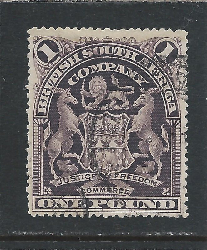 RHODESIA 1898-1908 £1 GREYISH RED-PURPLE FU SG 90 CAT £170