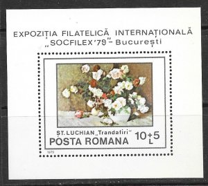 ROMANIA Sc B446 NH SOUVENIR SHEET OF 1979 - FLOWERS IN ART