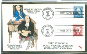 US 3139a/3140a 1997 50c Franklin + 60c Washington singles from the minisheets issued for the Pacific Philatelic Expo, San Franci