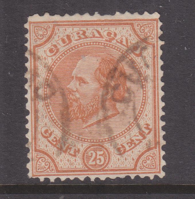 CURACAO, 1881 perf. 13 1/2, 25c. Orange Brown, used.