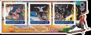 Stamps. Olympic Games Tokyo 2020 year, Skateboarding 1+1 sheets  perforated NEW