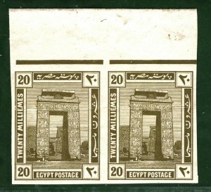 EGYPT Stamps SG.79var 20m Archway 1914 IMPERFORATE PROOF Pair Mint MNH YGREEN83