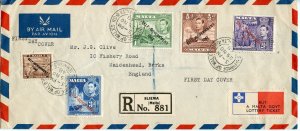 MALTA 1948 SELF-GOVERNMENT  REGISTERED FIRST FLIGHT COVER TO MAIDENHEAD ENGLAND