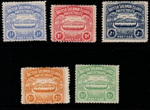 BRITISH SOLOMON IS. SG1/5 1907 DEFINITIVE SET TO 5d MTD MINT
