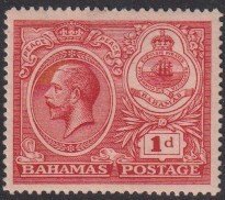 Sc# 66 Bahamas 1920 King George V KGV 1p issue Wmk 3 ML-LMH CV $3.50 Stk #2