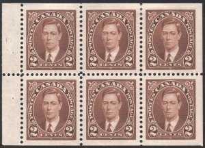 Canada SC#232b 2¢ King George VI Booklet Pane (1937) MLH