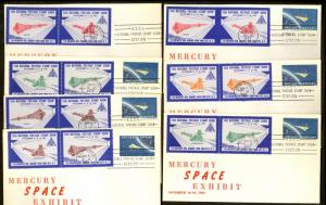 USA 1962 MERCURY STAMP EXHIBIT LABELS on 7 4c Sc 1193 Covers SPACE TOPICAL