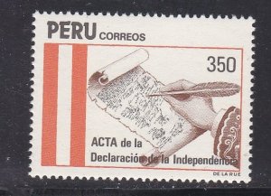 Peru # 823, Independence Declaration Act., Mint NH, 1/2 Cat.