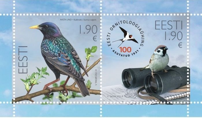 Estonia Estland 2021 National Ornithological Society birds block MNH