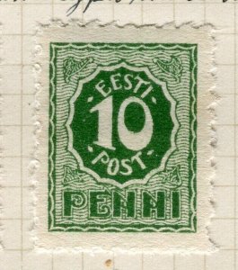 ESTONIA; 1920 early Perf local issue Mint hinged 10p. value