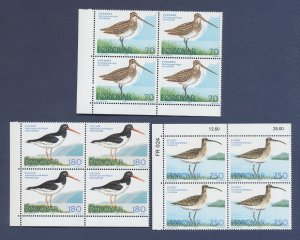 FAROE ISLANDS - Scott 28-31 blocks (selvage varies) - MNH - birds