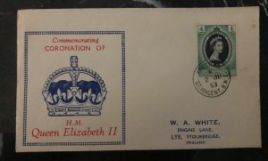 1953 Kingstown St Vincent QE 2 Coronation First Day Cover Queen Elizabeth FDC H