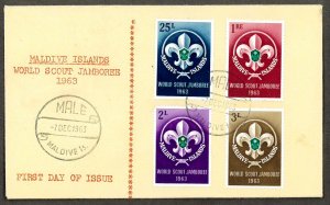 Maldive Islands Sc#129-132 World Scout Jamboree (1963) FDC