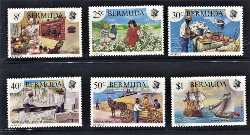 STAMP STATION PERTH - Bermuda #423-428 QEII General Issue MLH CV$9.50
