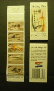 BK189, Scott 2549a, 29c Fishing Flies, #A23124, MNH Complete Booklet