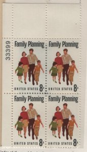 US, 1455, MNH, PLATE BLOCK, 1972, FAMILY PLANNING