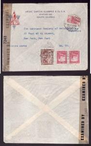 Columbia cover-Bogota-19 V 1944-censored [ #7243 ] to USA