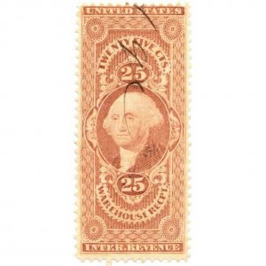 1862-71 25c USA Internal Revenue, Warehouse Receipt, Washington Scott R50c Used