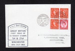 15 JULY 1963 1/2d + 21/2d BOOKLET PANE DISPLAY FIRST DAY COVER