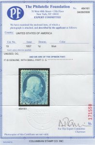  #19 Mint Great Rarity Beautiful Full Perfs Part OG w/ 2 PFCs SCV $42,500 (GP2)