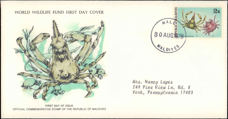 Maldive Islands, Worldwide First Day Cover, Marine Life