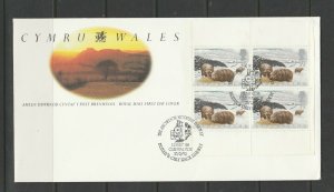 GB FDC 1992 Wales 39p Booklet pane, Snowdon Mountain Railway cancel, Unaddressed