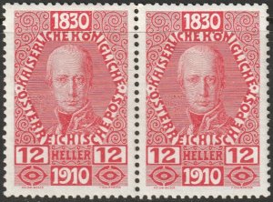 Austria 1910 Sc 134 pair MNH**