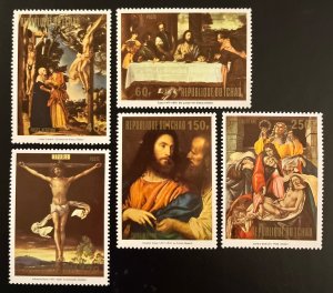 Chad 294A-294E / 1973 Easter Painting Stamps / Complete Set / MNH